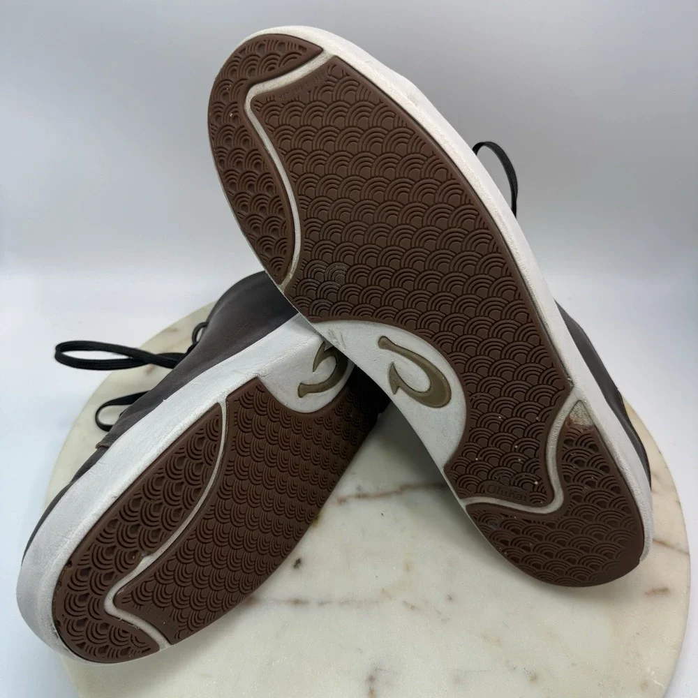 OluKai Lae'Ahi Li 'Ili Mens Size 11 Brown Casual Leather Sneakers 10455-6363